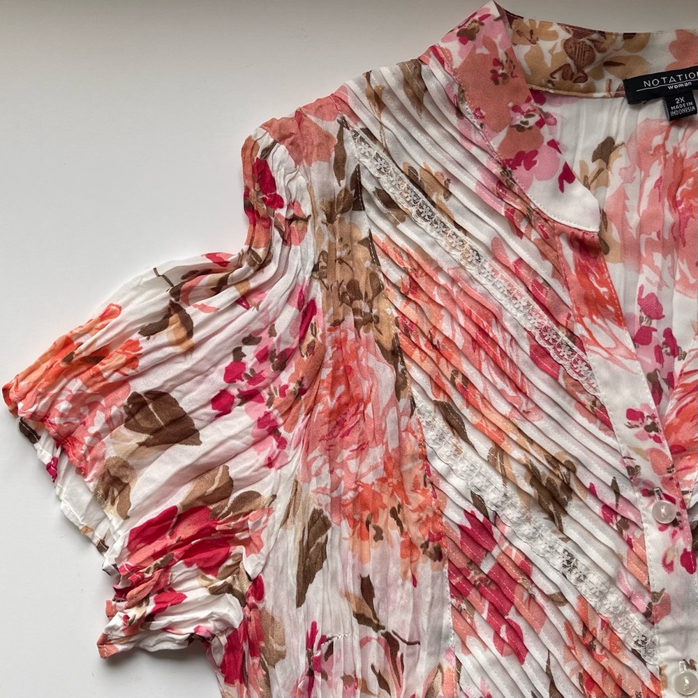 Notations Women's Floral Top - Size 2X - Picture 3 of 9